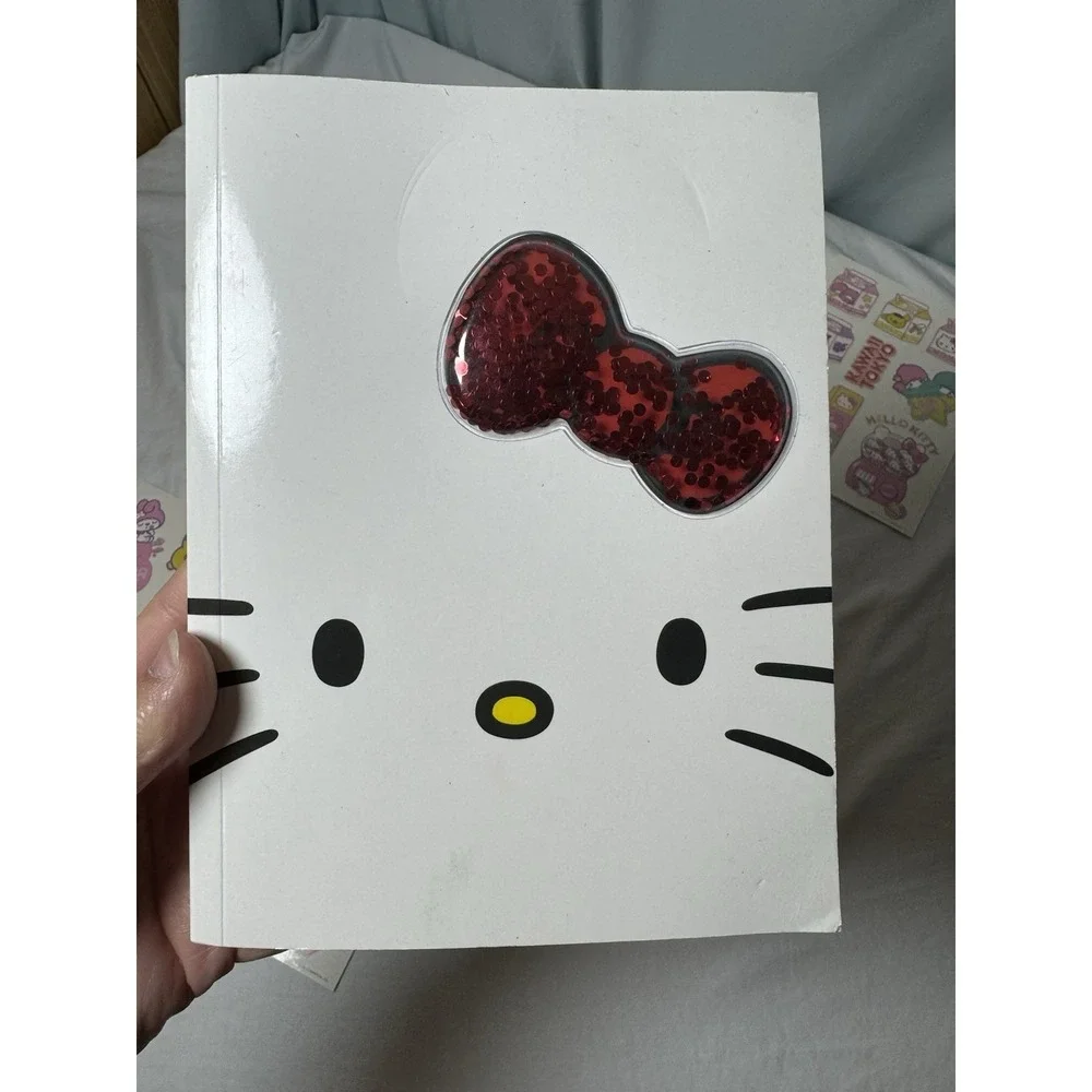 Sanrio Hello Kitty Puffy Glitter Red Bow Journal Notebook w/ Sticker Sheets 2023